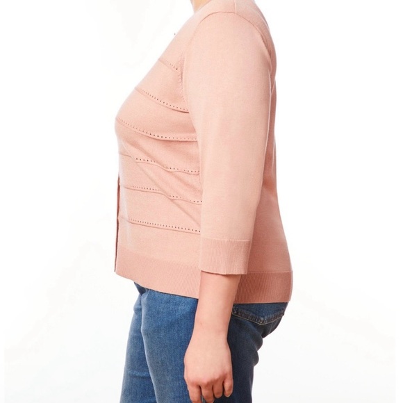 Melissa Paige Pointelle Knit Button-Front Cardigan - 1X - Picture 3 of 6